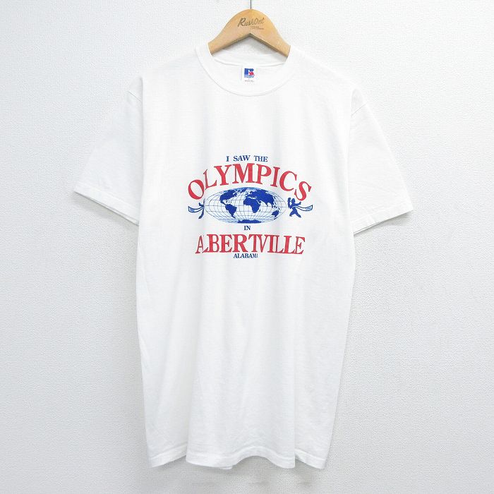【商品番号】 tsv23062861 【商品名】 L & starf;古着 ラッセル 半袖 ビンテージ Tシャツ メンズ 90年代 90s オリンピック アルバートビル コットン クルーネック