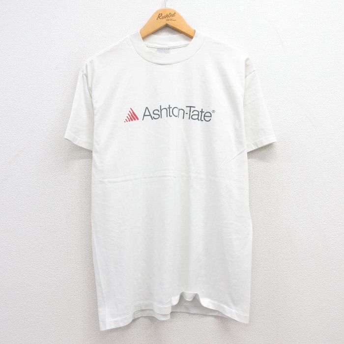 古着 半袖 ビンテージ Tシャツ メンズ 90年代 90s アシュトンテイト ソフトウェア クルーネック USA製 白 ホワイト Lサイズ 中 中古 古着