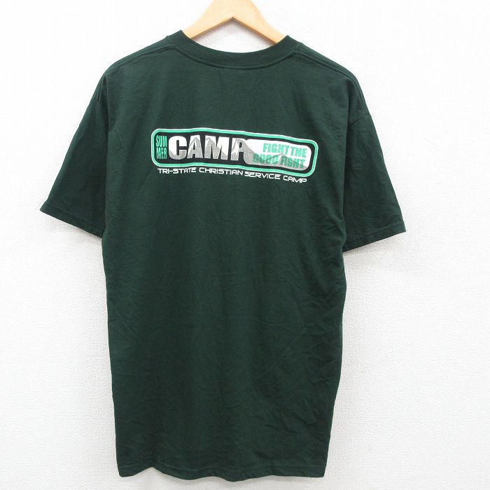 古着 半袖 ビンテージ Tシャツ メンズ 00年代 00s CAMP クルーネック 緑 グリーン XLサイズ 中古 中古 古着