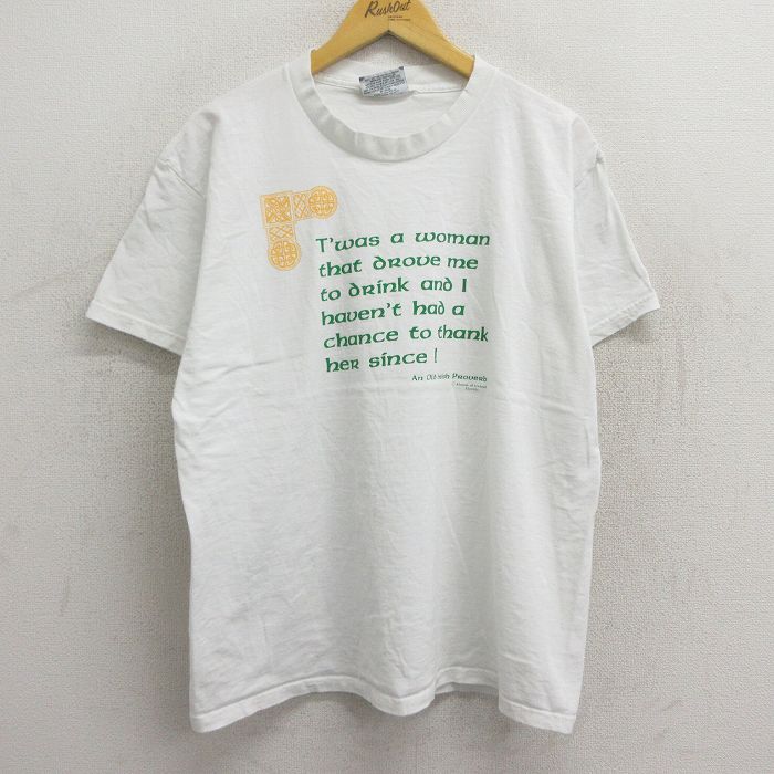 【商品番号】 tsv23064023 【商品名】 XL & starf;古着 リー Lee 半袖 ビンテージ Tシャツ メンズ 90年代 90s メッセージ コットン クルーネック USA製 
