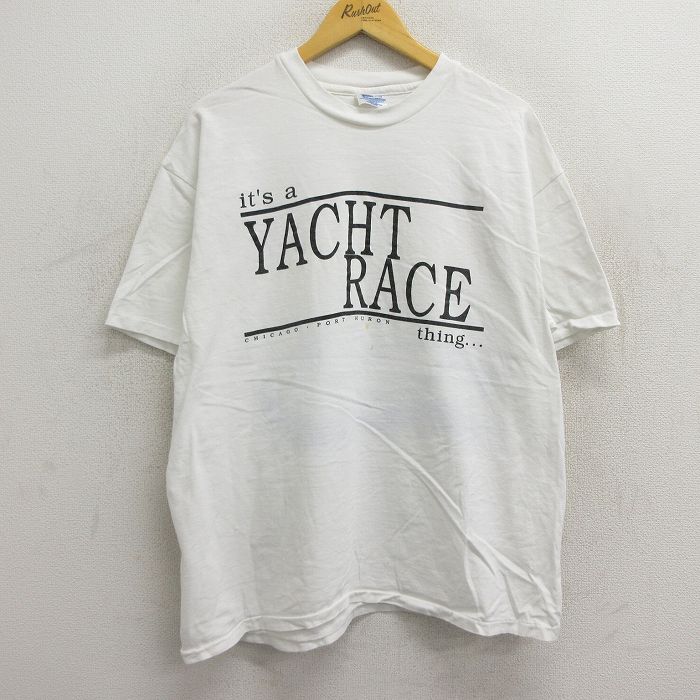 【商品番号】 tsv23064350 【商品名】 XL & starf;古着 ヘインズ 半袖 ビンテージ Tシャツ メンズ 90年代 90s ヨット レース 大きいサイズ コットン クルーネッ