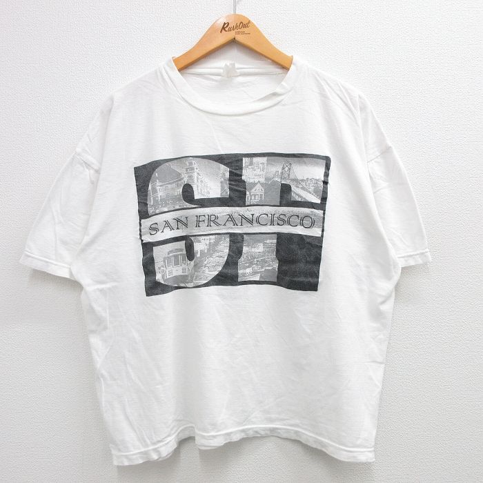 【商品番号】 tsv23064390 【商品名】 XL & starf;古着 半袖 ビンテージ Tシャツ メンズ 00年代 00s サンフランシスコ 大きいサイズ クルーネック 白 【メンズ参