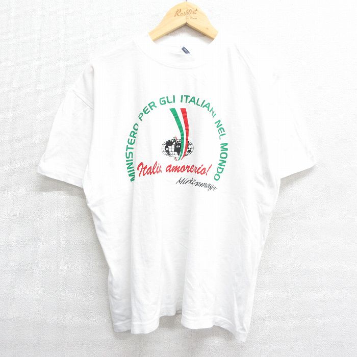 【商品番号】 tsv23065220 【商品名】 XL & starf;古着 半袖 ビンテージ Tシャツ メンズ 00年代 00s イタリア MINISTERO コットン クルーネック 白 【