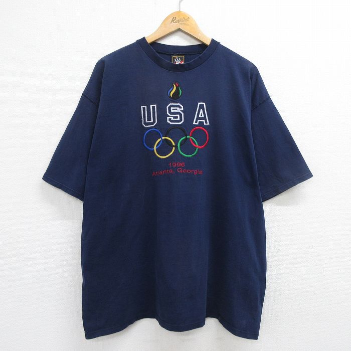 古着 JCペニー 半袖 ビンテージ Tシャツ メンズ 90年代 90s アトランタオリンピック ビッグロゴ 刺繍 大きいサイズ コットン 中古 古着