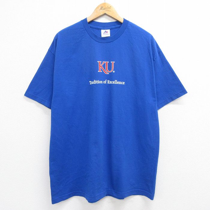 【商品番号】 tsv23074559 【商品名】 XL & starf;古着 半袖 ビンテージ Tシャツ メンズ 00年代 00s カンザスジェイホークス NCAA 大きいサイズ コットン ク