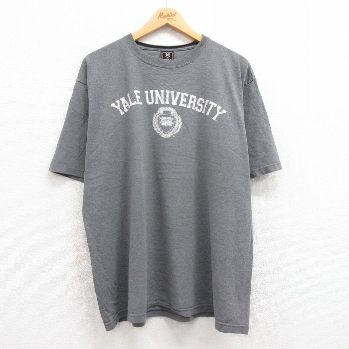 古着 半袖 ビンテージ Tシャツ メンズ 00年代 00s イエール YALE 大学 大きいサイズ コットン クルーネック グレー 霜降り XL 中古 古着