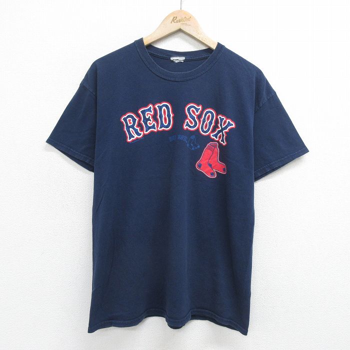 古着 半袖 ビンテージ Tシャツ メンズ 00年代 00s MLB ボストンレッドソックス クルーネック 紺 ネイビー メジャーリーグ ベー 中古 古着