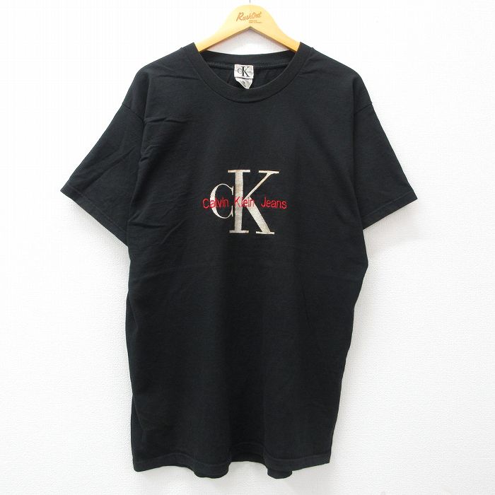 古着 カルバンクライン Calvin Klein 半袖 ビンテージ Tシャツ メンズ 00年代 00s ビッグロゴ 刺繍 大きいサイズ ロング丈 コ 中古 古着