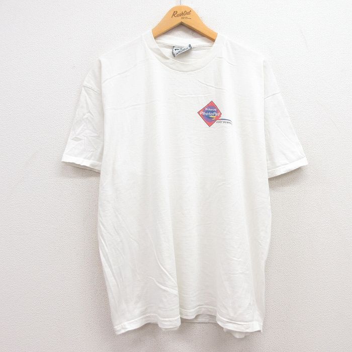 古着 リー Lee 半袖 ビンテージ Tシャツ メンズ 90年代 90s ポラロイド 大きいサイズ コットン クルーネック USA製 白 ホワイ 中古 古着