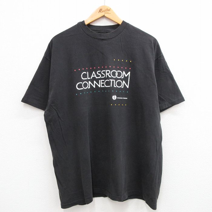 古着 ヘインズ Hanes 半袖 ビンテージ Tシャツ メンズ 90年代 90s クラスルーム 大きいサイズ コットンクルーネック USA製 黒 中古 古着