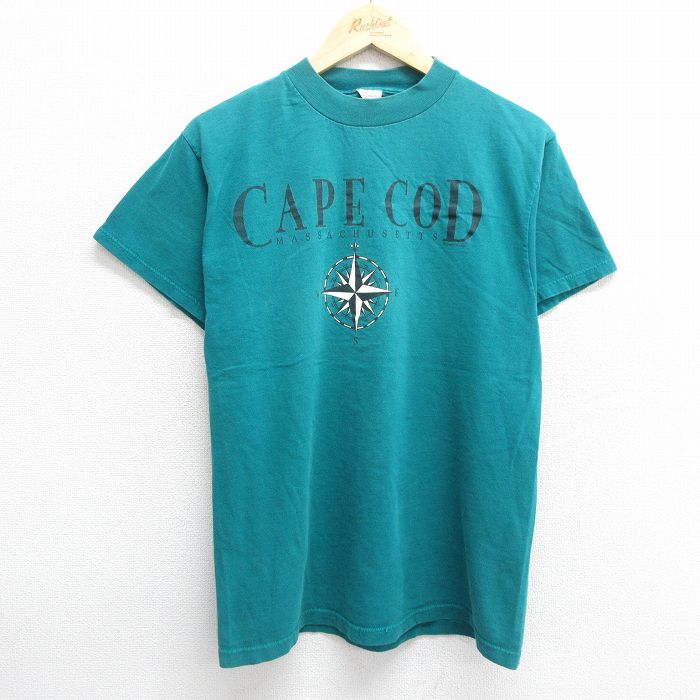 古着 半袖 ビンテージ Tシャツ メンズ 00年代 00s ケープコッド マサチューセッツ コットン クルーネック 青緑 Mサイズ 中古 中古 古着
