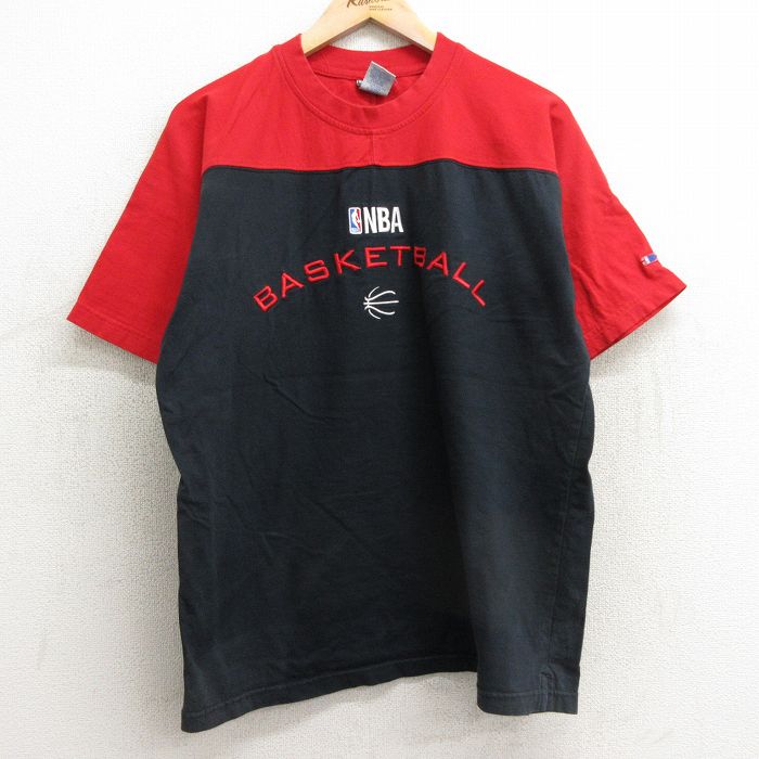 【商品番号】 tsv24023343 【商品名】 XL & starf;古着 半袖 ビンテージ Tシャツ メンズ 00年代 00s NBA 刺繍 ツートンカラー コットン クルーネック 黒他 