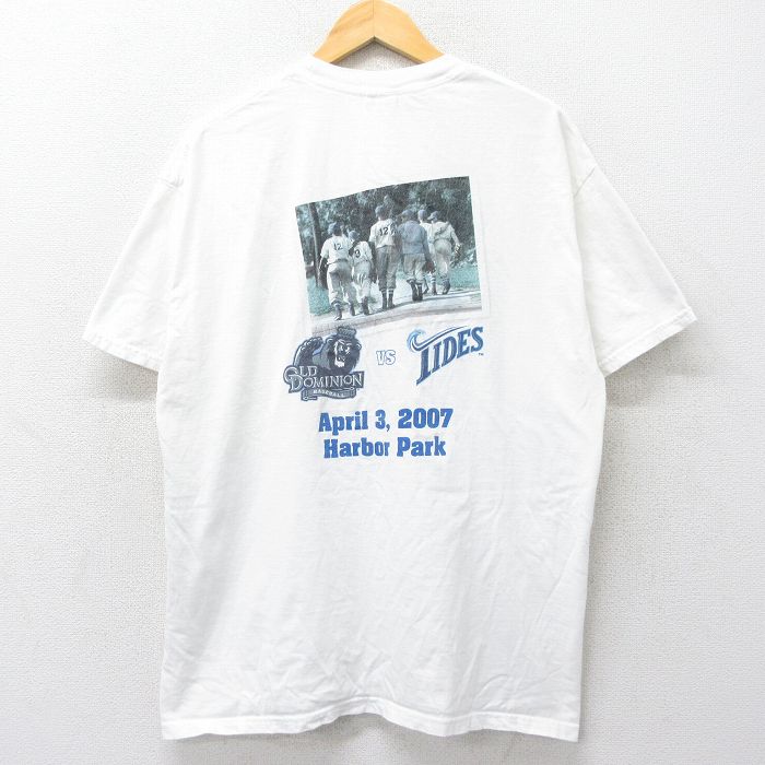 古着 ヘインズ Hanes 半袖 ビンテージ Tシャツ メンズ 00年代 00s 野球 ベースボール 大きいサイズ クルーネック 白 ホワイト 中古 古着
