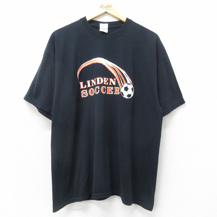 【商品番号】 tsv24032938 【商品名】 XL & starf;古着 半袖 ビンテージ Tシャツ メンズ 00年代 00s リンデン サッカー クルーネック 黒 【メンズ参考サイズ】 