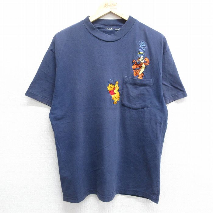 【商品番号】 tsv24040450 【商品名】 XL & starf;古着 半袖 ビンテージ Tシャツ メンズ 00年代 00s ディズニー くまのプーさん ティガー 刺繍 胸ポケット付き 