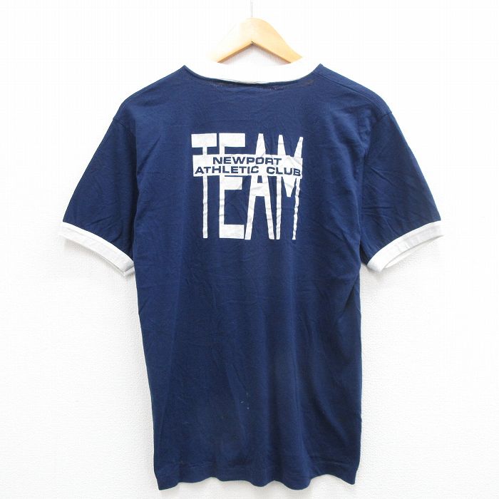 【商品番号】 tsv24042529 【商品名】 M & starf;古着 半袖 ビンテージ Tシャツ メンズ 90年代 90s ライト ビール Vネック USA製 紺他 リンガー 【メンズ参