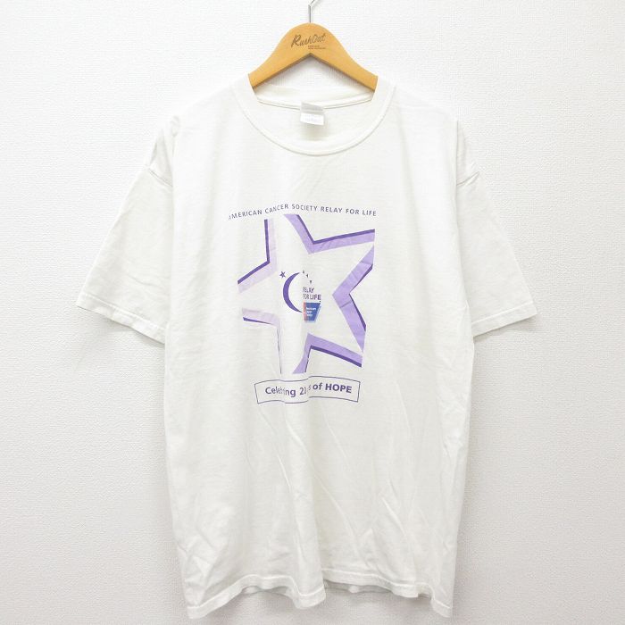 【商品番号】 tsv24042609 【商品名】 XL & starf;古着 半袖 ビンテージ Tシャツ メンズ 00年代 00s 星 企業広告 コットン クルーネック 白 【メンズ参考サイズ