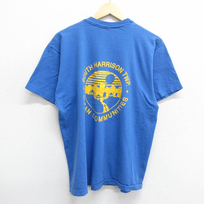 【商品番号】 tsv24043448 【商品名】 XL & starf;古着 半袖 ビンテージ Tシャツ メンズ 90年代 90s サウスハリソンタウンシップ クルーネック 青 【メンズ参考サ