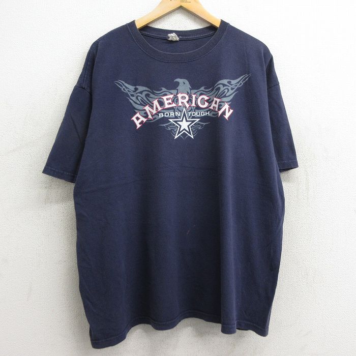 【商品番号】 tsv24050578 【商品名】 XL & starf;古着 半袖 ビンテージ Tシャツ メンズ 00年代 00s アメリカン 鳥 大きいサイズ コットン クルーネック 紺 【