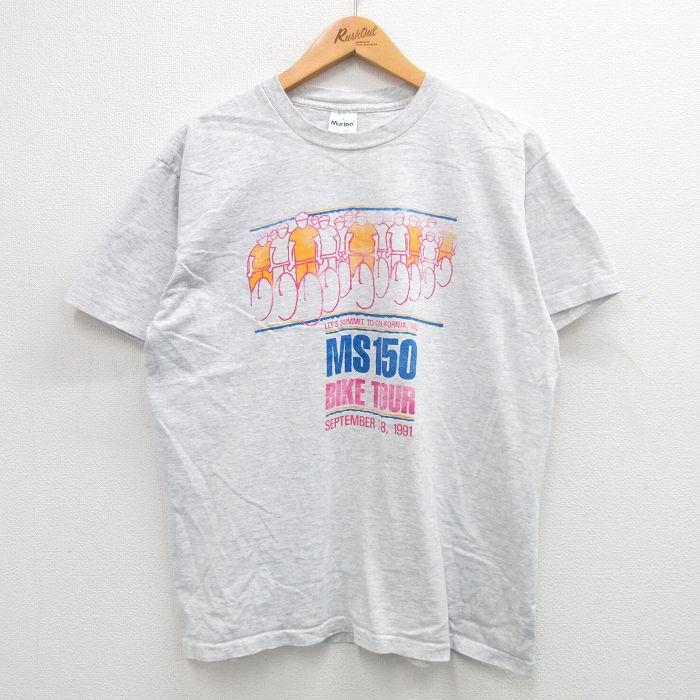 【商品番号】 tsv24061543 【商品名】 L & starf;古着 半袖 ビンテージ Tシャツ メンズ 90年代 90s 自転車 カリフォルニア 企業広告 コットン クルーネック US