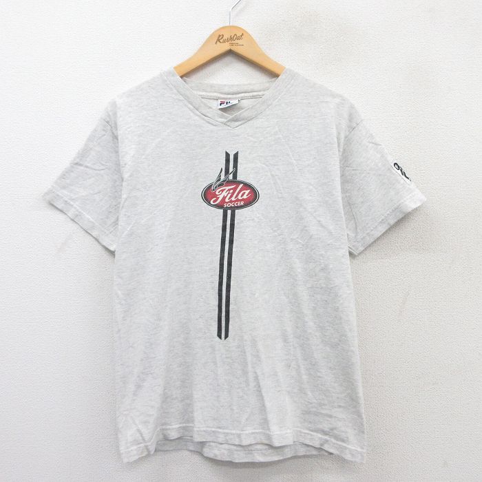 【商品番号】 tsv25032303 【商品名】 M & starf;古着 フィラ FILA 半袖 ビンテージ Tシャツ メンズ 90年代 90s ワンポイントロゴ サッカー コットン Vネッ