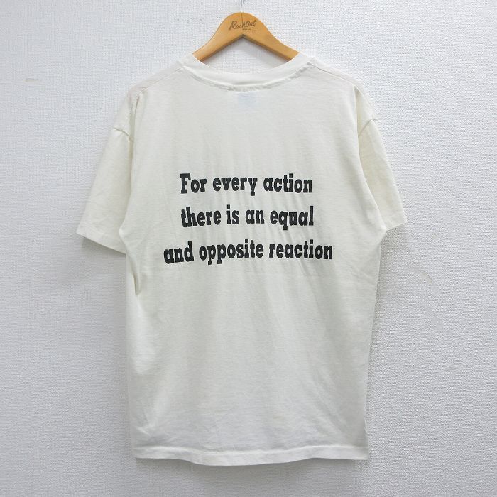 【商品番号】 tsv25032918 【商品名】 L & starf;古着 半袖 ビンテージ Tシャツ メンズ 90年代 90s メッセージ リンゴ クルーネック USA製 白 【メンズ参考サ