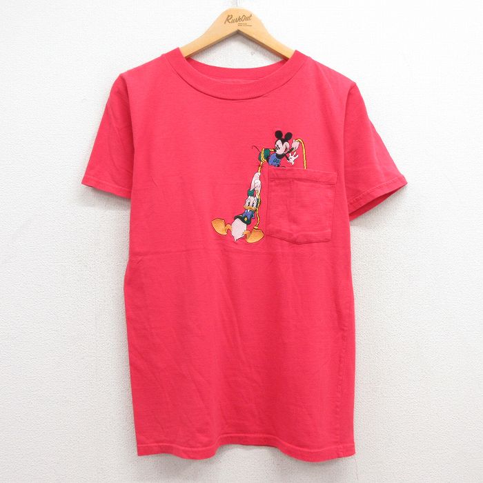 【商品番号】 tsv25041359 【商品名】 M & starf;古着 半袖 ビンテージ Tシャツ メンズ 00年代 00s ディズニー ミッキー ドナルド 刺繍 胸ポケット付き クルーネ