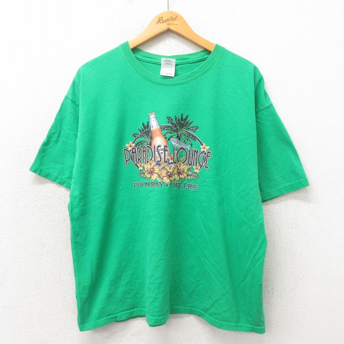 【商品番号】 tsv25042998 【商品名】 XL & starf;古着 半袖 ビンテージ Tシャツ メンズ 00年代 00s パラダイスラウンジ 大きいサイズ コットン クルーネック 緑