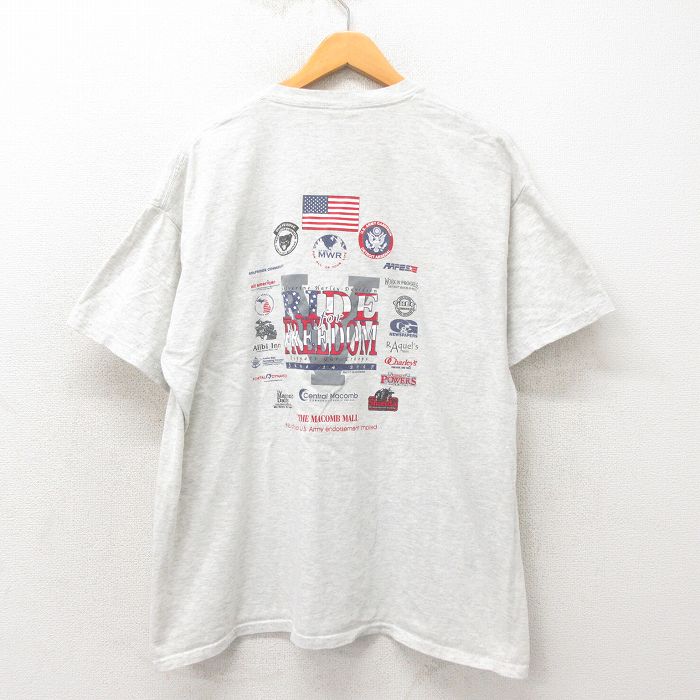 【商品番号】 tsv25043018 【商品名】 XL & starf;古着 半袖 ビンテージ Tシャツ メンズ 00年代 00s フリーダム 企業広告 クルーネック グレー 霜降り 【メンズ