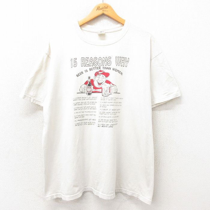 【商品番号】 tsv25043074 【商品名】 XL & starf;古着 半袖 ビンテージ Tシャツ メンズ 00年代 00s 15 REASONS コットン クルーネック 白 【メンズ参