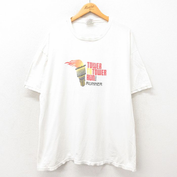 【商品番号】 tsv25043080 【商品名】 XL & starf;古着 ヘインズ 半袖 ビンテージ Tシャツ メンズ 90年代 90s TOWER 企業広告 大きいサイズ コットン クル