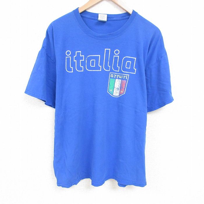 【商品番号】 tsv55051489 【商品名】 XL & starf;古着 半袖 ビンテージ Tシャツ 00年代 00s イタリア 大きいサイズ コットン クルーネック 青 【メンズ参考サイ