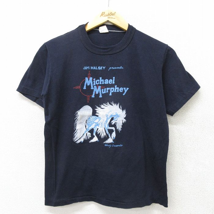 古着 半袖 ビンテージ ロック バンド Tシャツ メンズ 80年代 80s マイケルマーフィー クルーネック USA製 黒 ブラック Mサイズ 中古 古着
